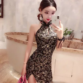Chinese Style Club Dress Women Sheath Cheongsam Dress Vintage Printed Halter Short Mini Dress Bodycon Mini Night Party Vestidos
Chinese Style Club Dress Women Sheath Cheongsam Dress Vintage Printed Halter Short Mini Dress Bodycon Mini Night Party Vestidos