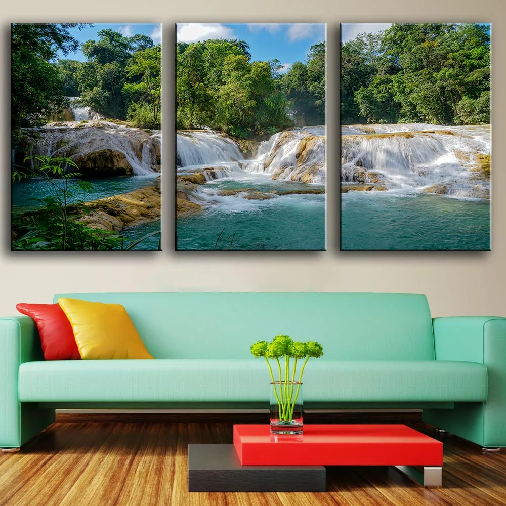 3 Piece Home Decoration Modern Canvas Wall Art AGUA AZUL WATERFALL CHIAPAS Oil Painting Picture Print On Canvas No Frame
3 Piece Home Decoration Modern Canvas Wall Art AGUA AZUL WATERFALL CHIAPAS Oil Painting Picture Print On Canvas No Frame