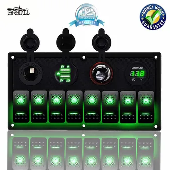 8 Gang Green LED Rocker Switch Panel Marine Boat Car RV Waterproof Circuit Breaker 12V 24V
8 Gang Green LED Rocker Switch Panel Marine Boat Car RV Waterproof Circuit Breaker 12V 24V