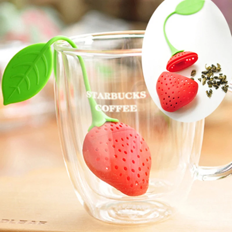 

1 Pcs Silicone Strawberry Tea Infuser Teabag Kettle Loose Tea leaf Strainer Ball Holder Herbal Spice Filter Tea Teapot Tool 7D