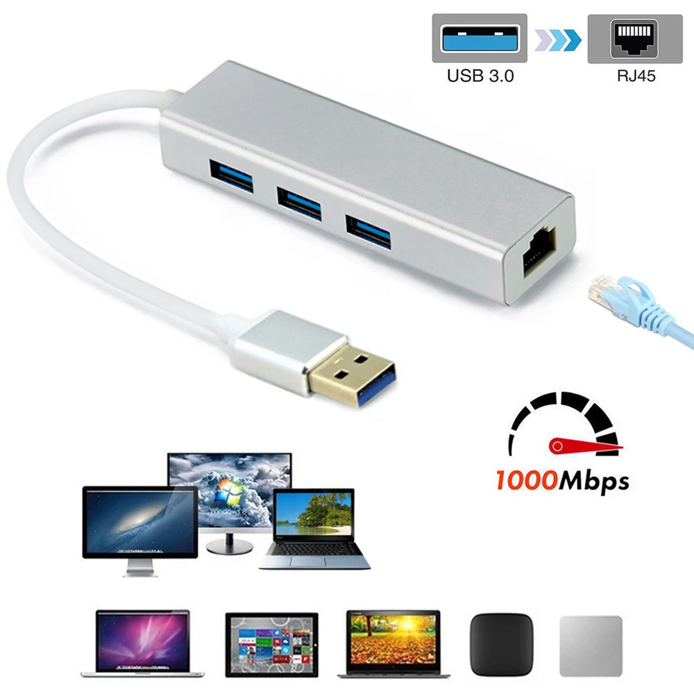3 Port USB 3.0 Hub Gigabit Ethernet Network Adapter RJ45 Interface 10/100/1000M Lan Card For Macbook Laptop PC
3 Port USB 3.0 Hub Gigabit Ethernet Network Adapter RJ45 Interface 10/100/1000M Lan Card For Macbook Laptop PC