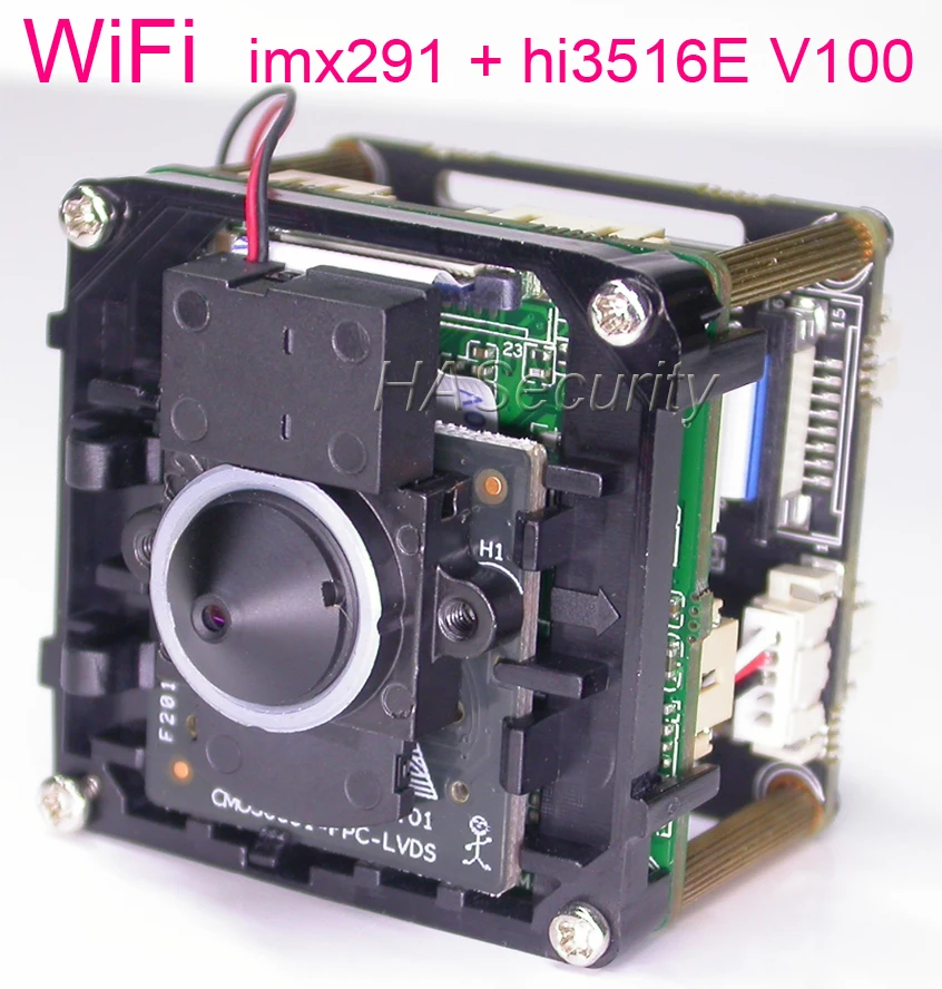 WiFi special 3.7mm LENs H265 H264 1/2.9" Sony STARVIS IMX291 CMOS + Hi3516E V100 CCTV IP camera PCB board module + FPC Antenna 
WiFi special 3.7mm LENs H265 H264 1/2.9" Sony STARVIS IMX291 CMOS + Hi3516E V100 CCTV IP camera PCB board module + FPC Antenna