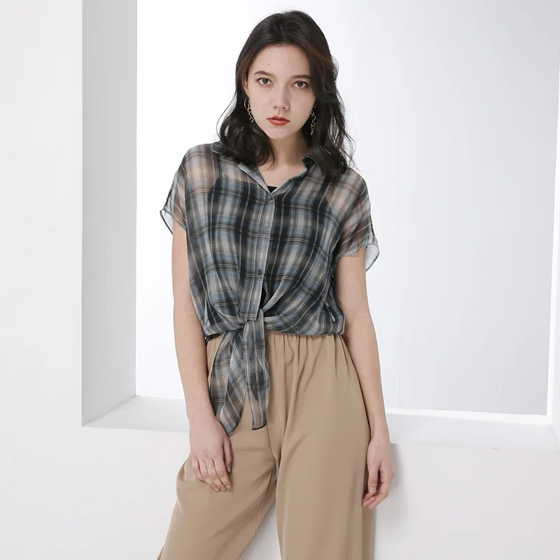 PIXY Summer Grey 100% Silk T Shirt Lace Up Tee Casual Loose Plaid Ladies Tops Plus Size Women Clothing Luxury Short Sleeve Bow
PIXY Summer Grey 100% Silk T Shirt Lace Up Tee Casual Loose Plaid Ladies Tops Plus Size Women Clothing Luxury Short Sleeve Bow