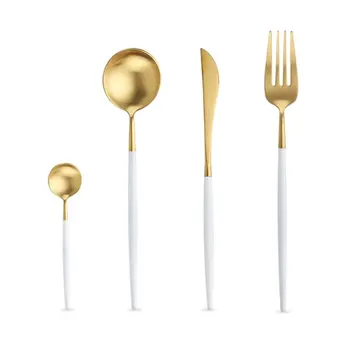 4Pcs/set Dinnerware Set 304 Stainless Steel Two Tone Cutlery Set Knife Fork Set Tableware Gold Plate Cutleries Utensil
4Pcs/set Dinnerware Set 304 Stainless Steel Two Tone Cutlery Set Knife Fork Set Tableware Gold Plate Cutleries Utensil