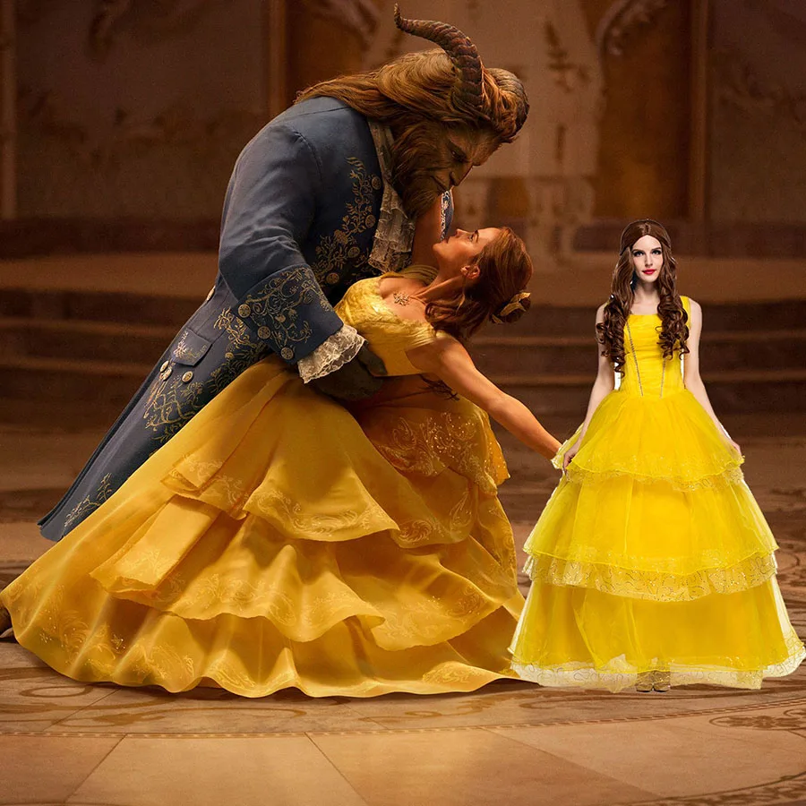 Movie Beauty and the Beast Princess Belle Cosplay Costume Yellow Princess Dress for Women Halloween Gift Fancy Dress Party 2017
Movie Beauty and the Beast Princess Belle Cosplay Costume Yellow Princess Dress for Women Halloween Gift Fancy Dress Party 2017