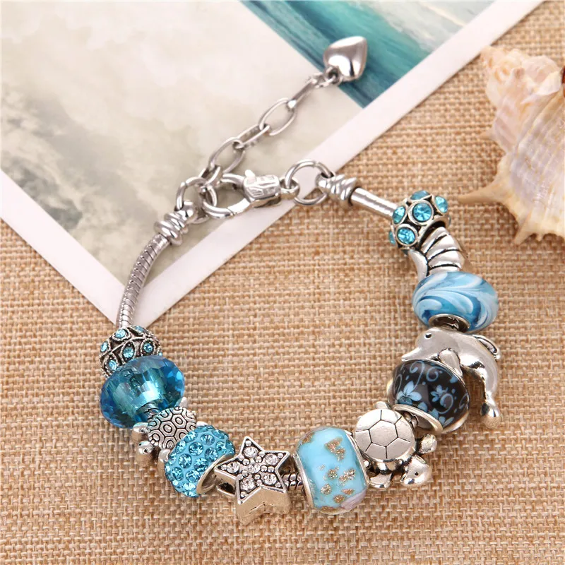 Blue Crystal/Glaze Dolphin Tortoise Shell Ocean Series Charms Fashion Pan Bracelets & Bangles For Women/Girl Gift
Blue Crystal/Glaze Dolphin Tortoise Shell Ocean Series Charms Fashion Pan Bracelets & Bangles For Women/Girl Gift