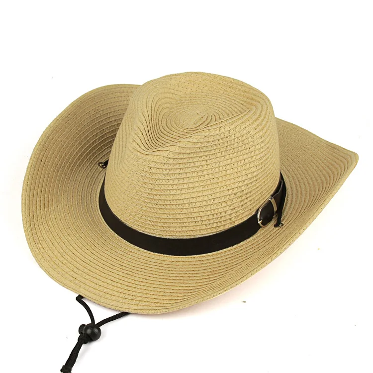 Summer sun hats Men's Western cowboy ladies tide holiday outdoor beach hat sunscreen big along summer small straw Femme Cap |