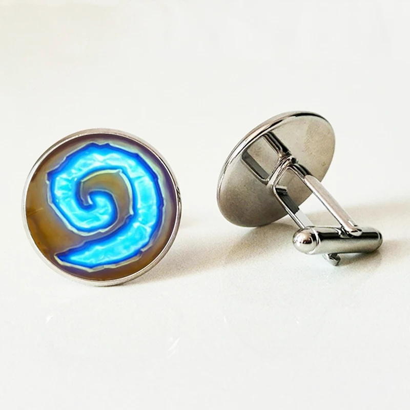 WoW World of Warcraft Hearthstone Glass Round Cufflinks Jewelry silver men women gift | Украшения и аксессуары