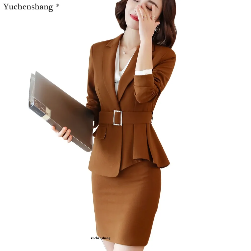 2 Pieces Set Notched Neck Women Skirt Suit High Quality New Work Wear Formal Full-Sleeve Camel Blazer Jacket & Skirt With Belt
2 Pieces Set Notched Neck Women Skirt Suit High Quality New Work Wear Formal Full-Sleeve Camel Blazer Jacket & Skirt With Belt