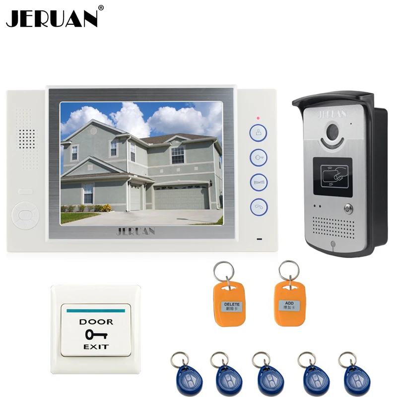 JERUAN 8 inch TFT video door phone doorbell intercom system Home access control system RFID video recording photo taking
JERUAN 8 inch TFT video door phone doorbell intercom system Home access control system RFID video recording photo taking