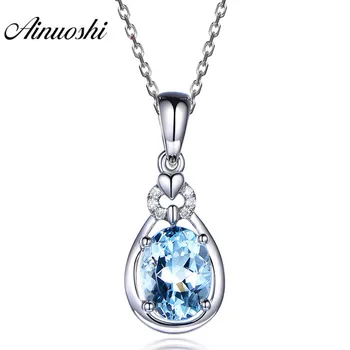 AINUOSHI 925 Sterling Silver Topaz Pendant Necklace 1.5ct Oval Cut Sky Blue Topaz Water Drop Pendant Necklace Jewelry for Female
AINUOSHI 925 Sterling Silver Topaz Pendant Necklace 1.5ct Oval Cut Sky Blue Topaz Water Drop Pendant Necklace Jewelry for Female
