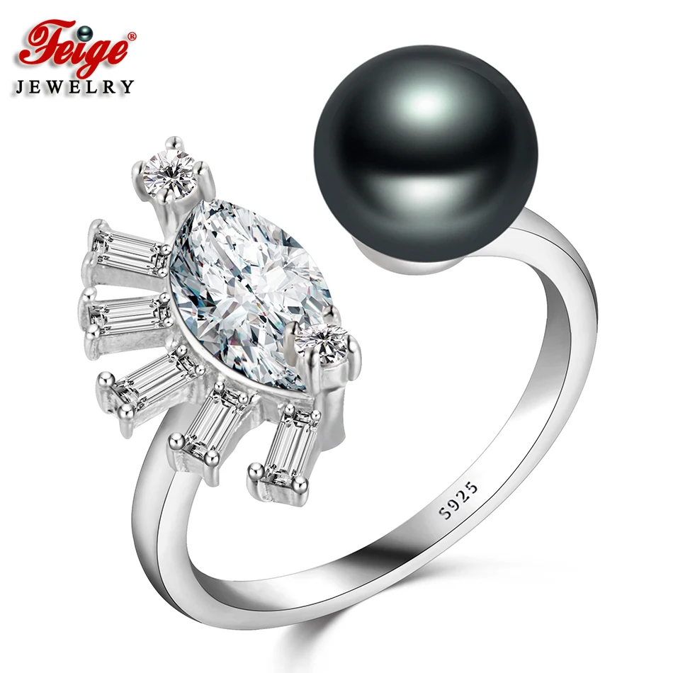 FEIGE Pearl Ring High Quality AAA Cubic Zirconia 925 Sterling Silver Rings for Women 8-9MM Black Freshwater Pearls Lady Gift
FEIGE Pearl Ring High Quality AAA Cubic Zirconia 925 Sterling Silver Rings for Women 8-9MM Black Freshwater Pearls Lady Gift