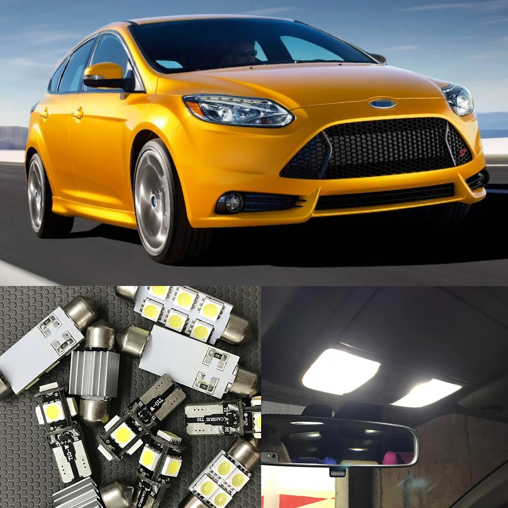 11pcs Ultra Bright Car Led Light Bulbs Interior Package Kit For 2001 2007 Ford Focus Canbus Map Dome Trunk License Plate Lamp