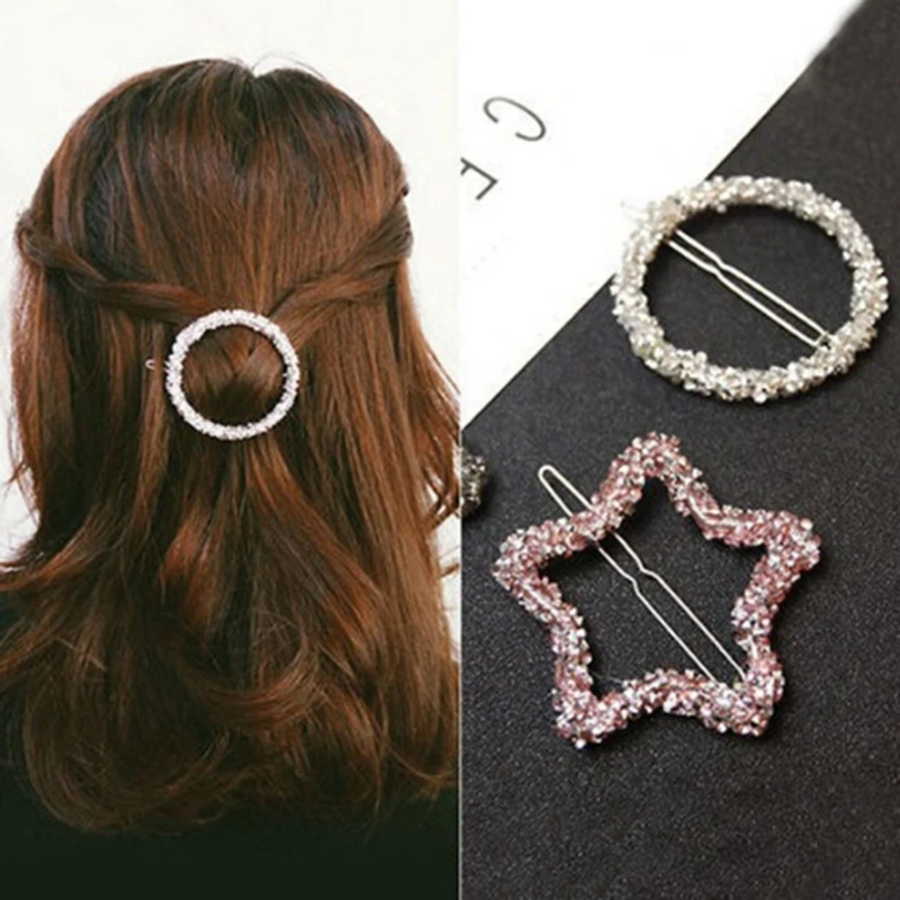 1 Pcs Fashion Crystal Rhinestones Hairpin Star Triangle Round Shape Women Hair Clips Barrettes Girls Hair Styling Accessories
1 Pcs Fashion Crystal Rhinestones Hairpin Star Triangle Round Shape Women Hair Clips Barrettes Girls Hair Styling Accessories