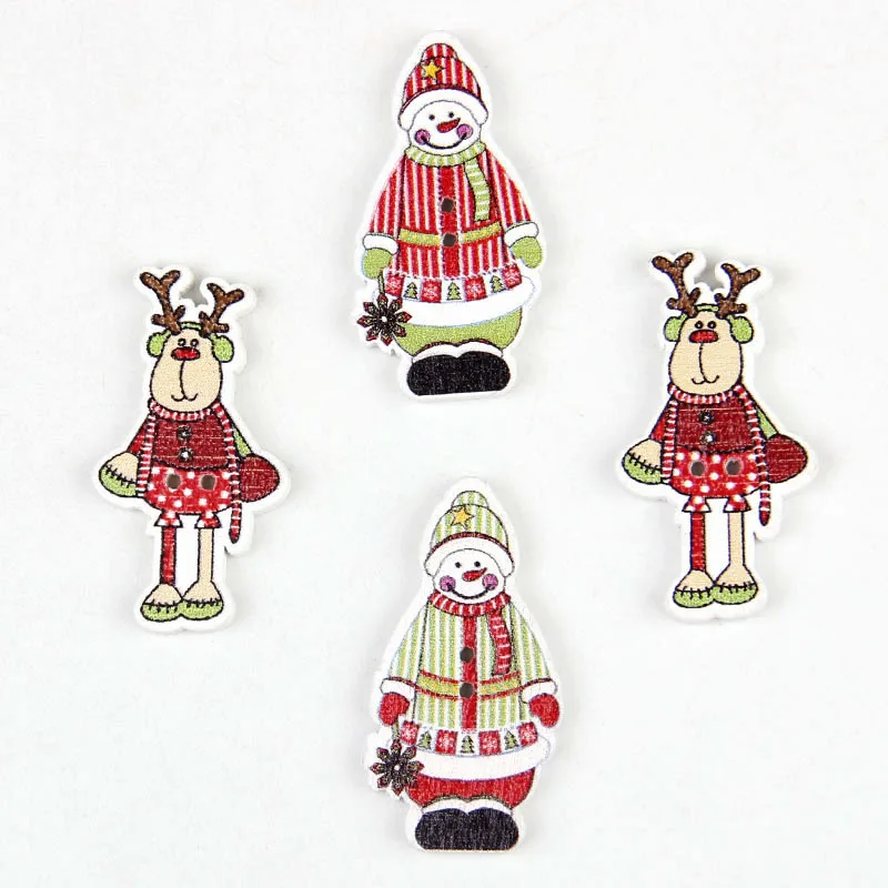 

Diy Crafts 30pcs Mixed Cute Christmas Elk Snowman 2 Holes Wooden Decorative Buttons Sewing Accessories Scrapbooking