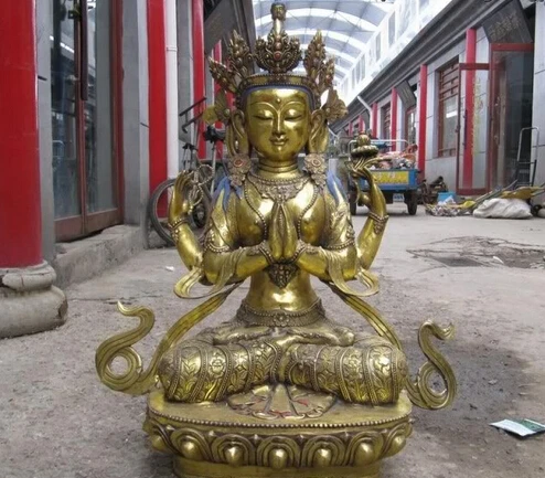 bi001447 30 Inch"Tibet Folk temple Bronze Gild Four-armed Avalokitesvara Buddha Statue
bi001447 30 Inch"Tibet Folk temple Bronze Gild Four-armed Avalokitesvara Buddha Statue
