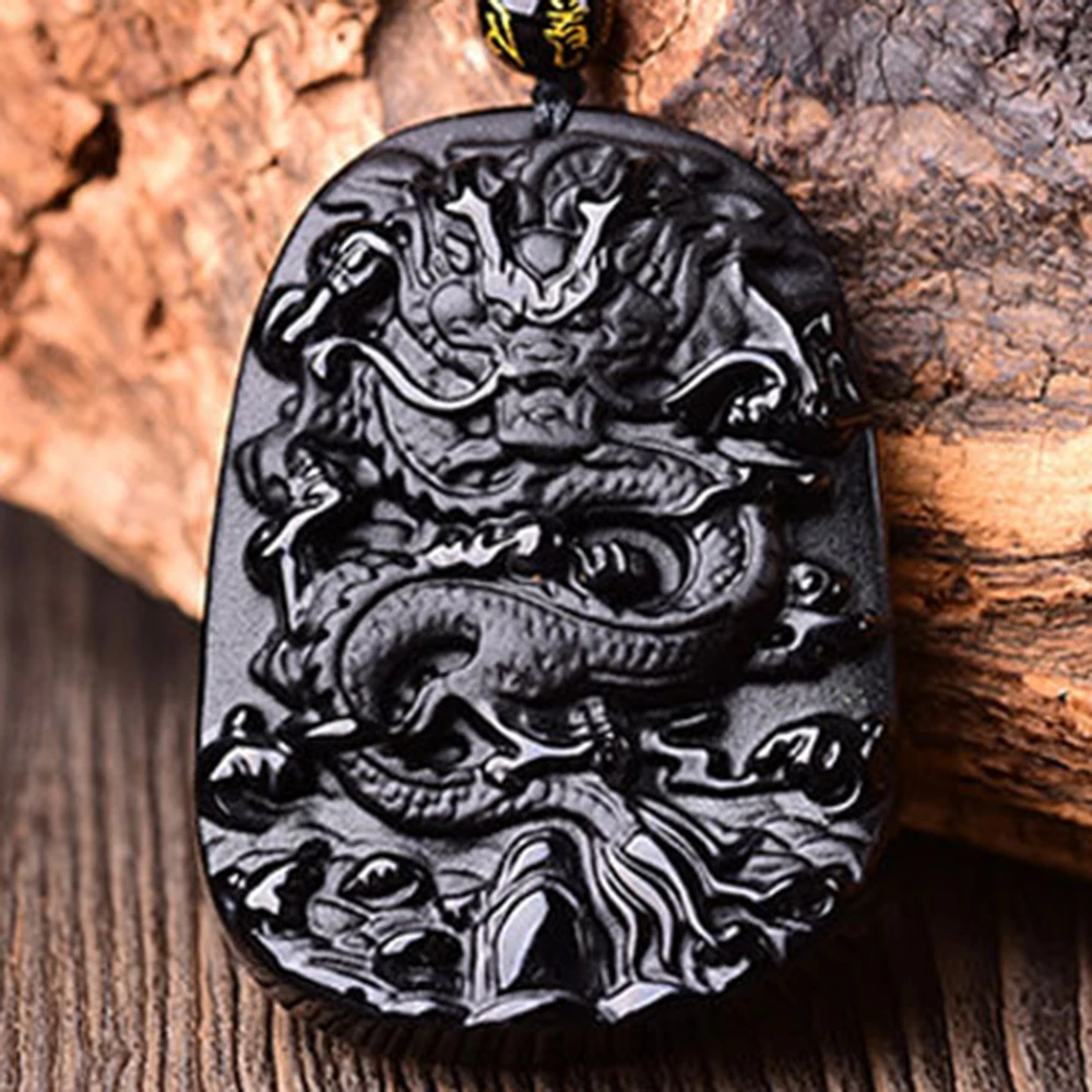 Natural Obsidian Hand Carved Chinese Dragon Good Luck Charm Pendant Necklace for Women Man New Year Gift
Natural Obsidian Hand Carved Chinese Dragon Good Luck Charm Pendant Necklace for Women Man New Year Gift