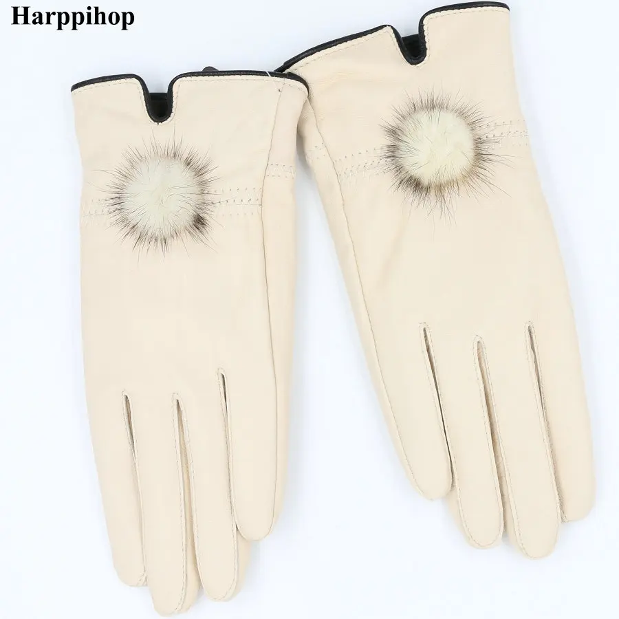 Genuine Leather Women's Gloves Thin Spring Autumn Wirst Mittens Real Leather Fur Gloves Female Fashion Glove Mink Fur Pompom
Genuine Leather Women's Gloves Thin Spring Autumn Wirst Mittens Real Leather Fur Gloves Female Fashion Glove Mink Fur Pompom