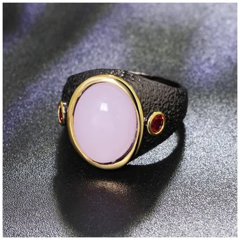 Popular European and American fashion ring, pink zircon black gold ring jewelry free shipping
Popular European and American fashion ring, pink zircon black gold ring jewelry free shipping