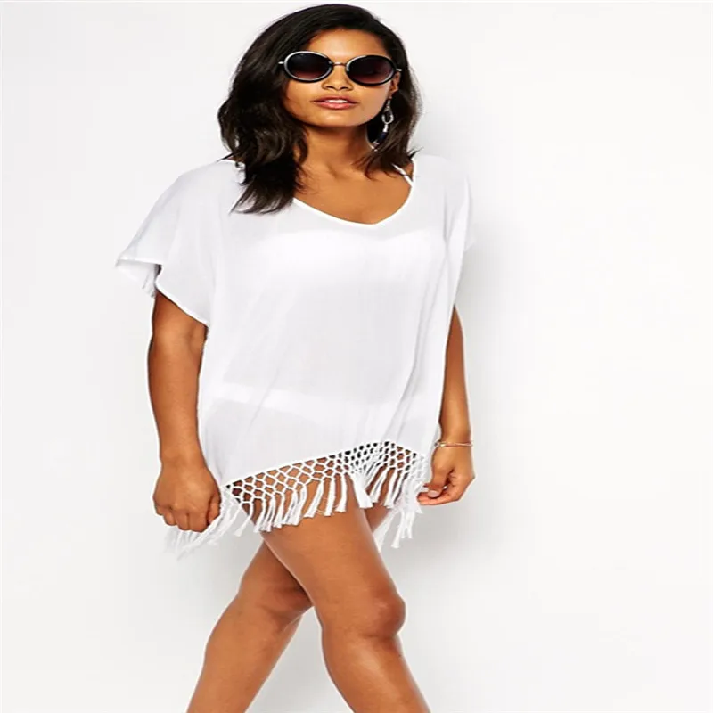 New Arrivals Beach Cover up White Chiffon Tassel Swimwear Ladies Walk on The Beach Sexy Beach Cover up Praia Beach Wear
New Arrivals Beach Cover up White Chiffon Tassel Swimwear Ladies Walk on The Beach Sexy Beach Cover up Praia Beach Wear