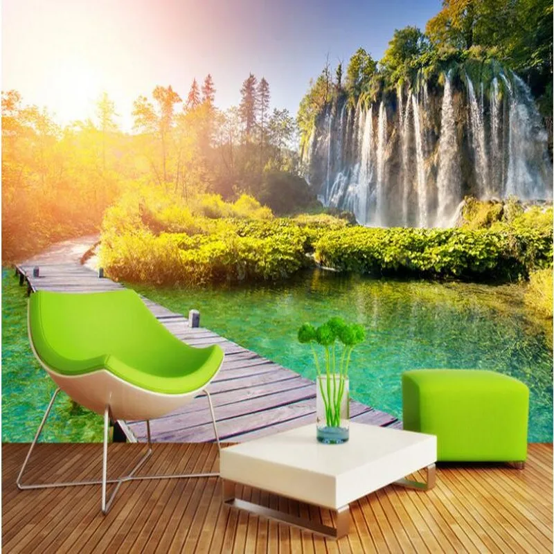 

beibehang Custom large fresco waterfalls water landscape photography background wall wallpaper papel de parede para quarto