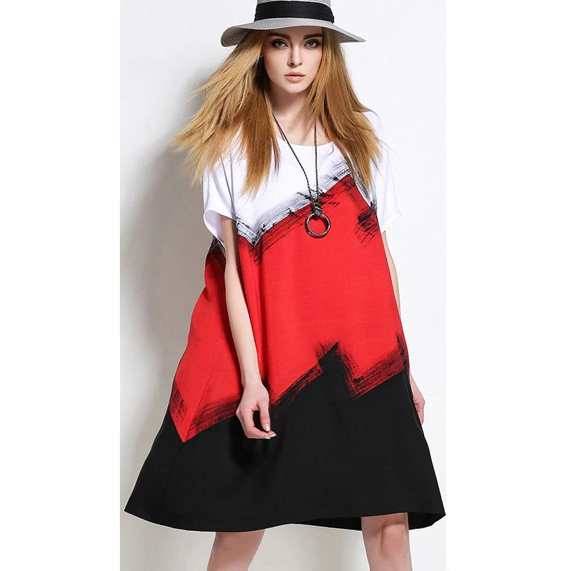 New women loose dress summer ladies 2018 clothes fashion desigual dresses women Contrast bat sleeve dress plus size
New women loose dress summer ladies 2018 clothes fashion desigual dresses women Contrast bat sleeve dress plus size