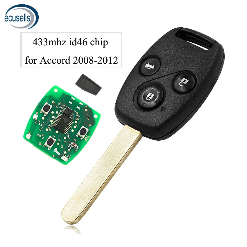 Car Key 3 Button Remote Key Fob 433MHz with ID46 Chip for Honda Accord 2008 2009 2010 2011 2012
Car Key 3 Button Remote Key Fob 433MHz with ID46 Chip for Honda Accord 2008 2009 2010 2011 2012
