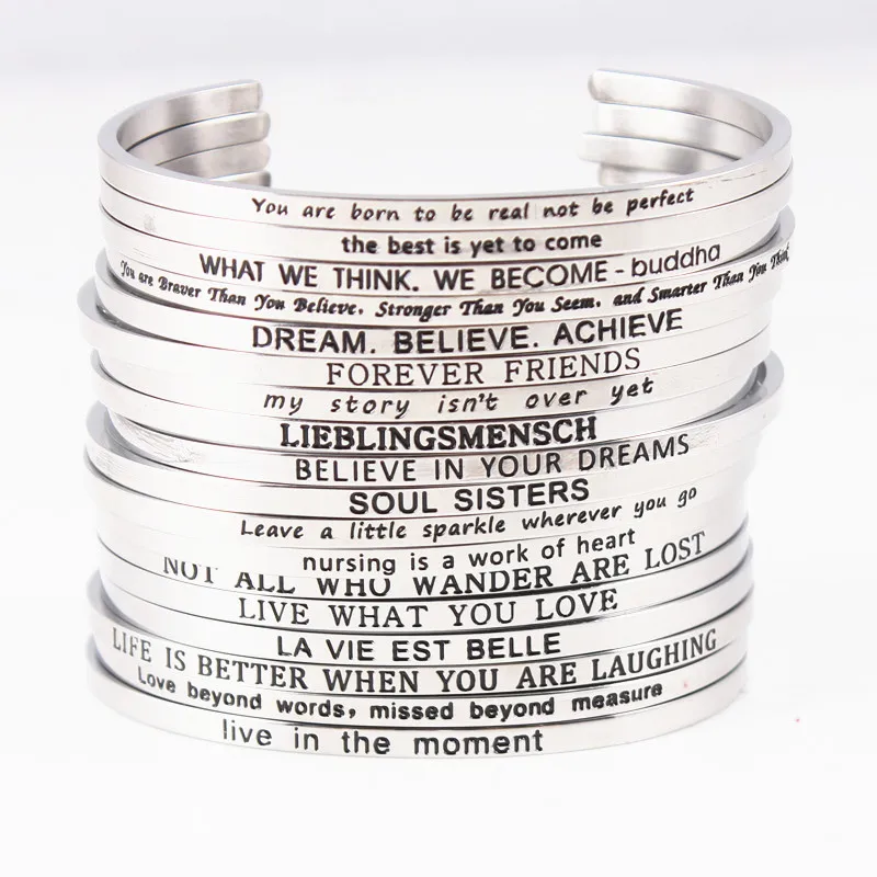 2018 New Silver 316L Stainless Steel Engraved Positive Inspirational Bracelet Mantra Bangle for Men Women Jewelry, Dropshipping!
2018 New Silver 316L Stainless Steel Engraved Positive Inspirational Bracelet Mantra Bangle for Men Women Jewelry, Dropshipping!