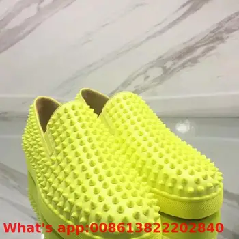 Low-cut Leisure Lace-up Fluorescent Yellow Rivet Red Bottoms For Man Casual Shoes Sneakers Leather Flat Loafers 2018
Low-cut Leisure Lace-up Fluorescent Yellow Rivet Red Bottoms For Man Casual Shoes Sneakers Leather Flat Loafers 2018