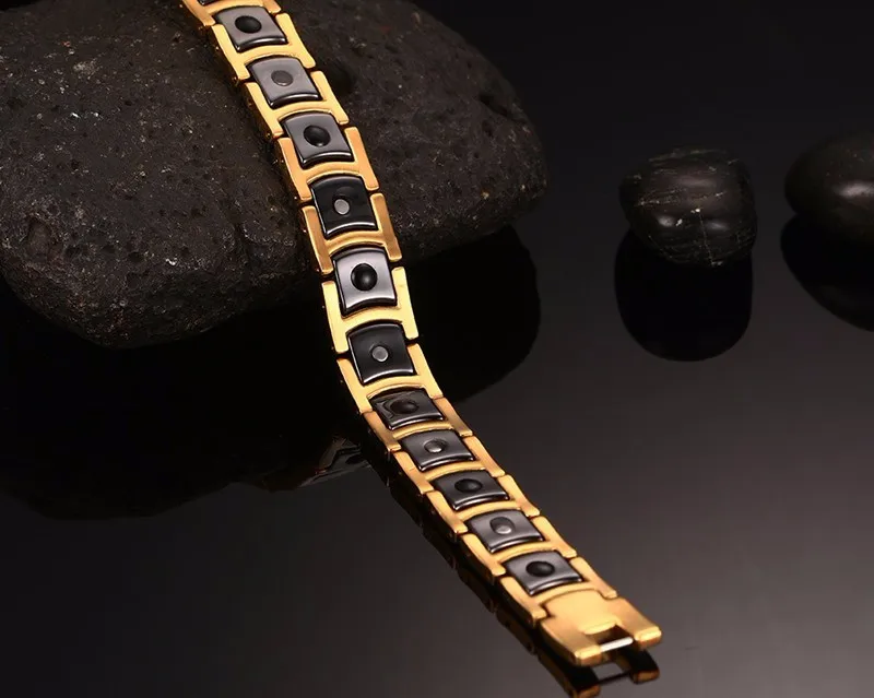 Vinterly Steel Magnetic Bracelet Male Black Ceramic Energy Germanium Bracelets Men Hand Chain Gold Color Hologram Bracelet Male Vinterly Steel Magnetic Bracelet Male Black Ceramic Energy Germanium Bracelets Men Hand Chain Gold Color Hologram Bracelet Male
