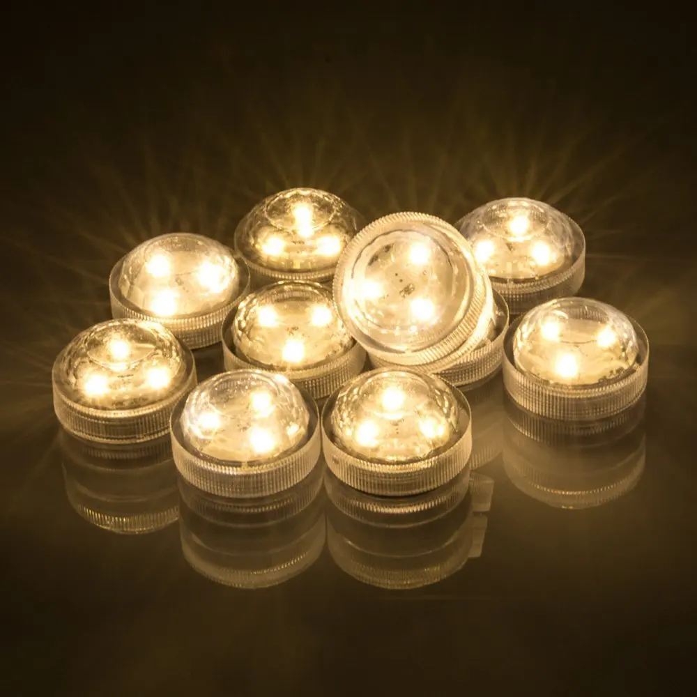 Submersible Waterproof Round Decoration Candle Lights With 3 SMD High Brightness LED, Coin Batteries For Pond Pool Bath Garden 
Submersible Waterproof Round Decoration Candle Lights With 3 SMD High Brightness LED, Coin Batteries For Pond Pool Bath Garden