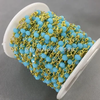 3x4mm Gold Electroplated Faceted Rondelle Beads Copper, Turquoises Blue Glass Crystal Chain Rosary RC4754
3x4mm Gold Electroplated Faceted Rondelle Beads Copper, Turquoises Blue Glass Crystal Chain Rosary RC4754