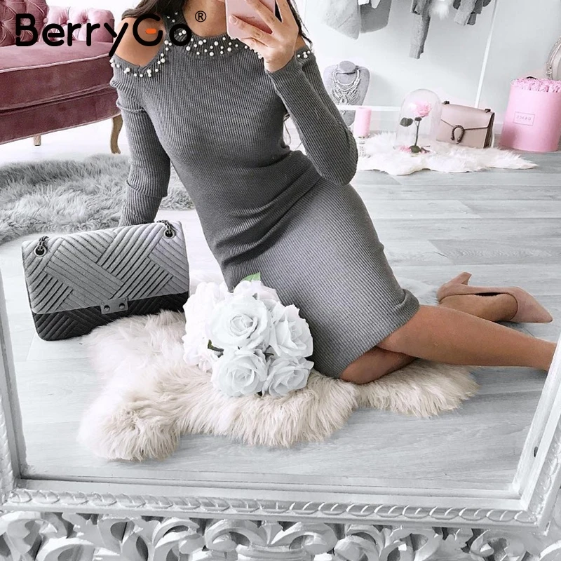 BerryGo Sexy off shoulder bead bodycon winter dress Women knitted sweater dress casual Elegant autumn red dress vestidos jumper
BerryGo Sexy off shoulder bead bodycon winter dress Women knitted sweater dress casual Elegant autumn red dress vestidos jumper