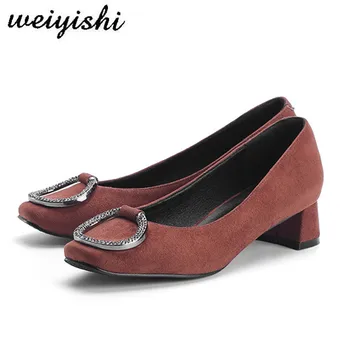 weiyishi 2018 Medium heel flock women's shoes square heel lady office sheepkin pointed toe women's pumps 3CM high
weiyishi 2018 Medium heel flock women's shoes square heel lady office sheepkin pointed toe women's pumps 3CM high
