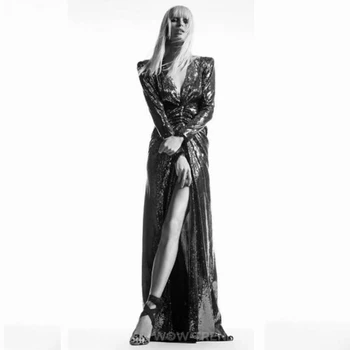 2019 New Sexy Summer Black Sequin Dress Long Sleeve Two 2 Pieces V neck Long Split Vestidos Clubwear Celebrity party Wholesale
2019 New Sexy Summer Black Sequin Dress Long Sleeve Two 2 Pieces V neck Long Split Vestidos Clubwear Celebrity party Wholesale