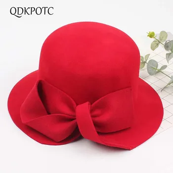 QDKPOTC 2018 Autumn Winter Wool Bow Fedora Hat Women Noble Elegant Girls Fashion Felt Cap Ladies Flanging Bucket Hats
QDKPOTC 2018 Autumn Winter Wool Bow Fedora Hat Women Noble Elegant Girls Fashion Felt Cap Ladies Flanging Bucket Hats