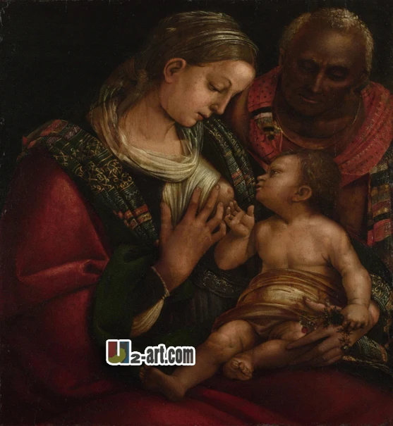 Canvas Prints (The Holy Family) by Luca Signorelli wall art modern painting canvas printed decoration Religion-237 (24*24 inch )