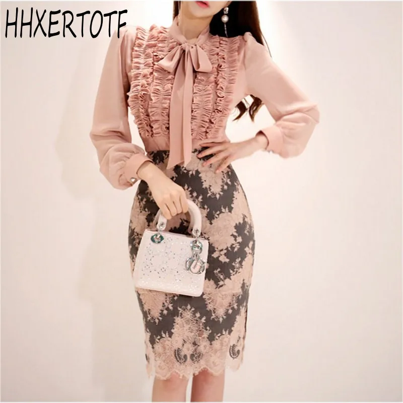 2 Pieces Suits Women 2019 spring Ruched Draped Ribbons Shirt Top & Print Lace Sheath Bodycon Pencil Skirt Office Set
2 Pieces Suits Women 2019 spring Ruched Draped Ribbons Shirt Top & Print Lace Sheath Bodycon Pencil Skirt Office Set