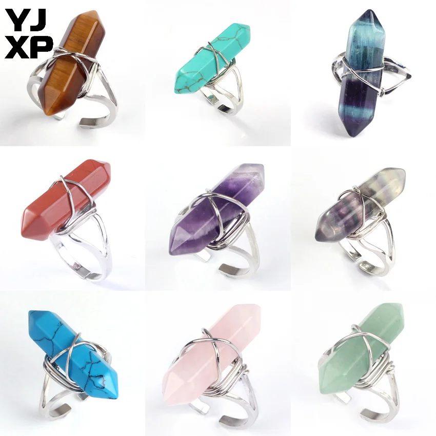 YJXP Silver Plated Green Fluorite Stone Rock Crystal Hexagon Column Wire wrapped individual Resizable Ring Fashion Jewelry
YJXP Silver Plated Green Fluorite Stone Rock Crystal Hexagon Column Wire wrapped individual Resizable Ring Fashion Jewelry