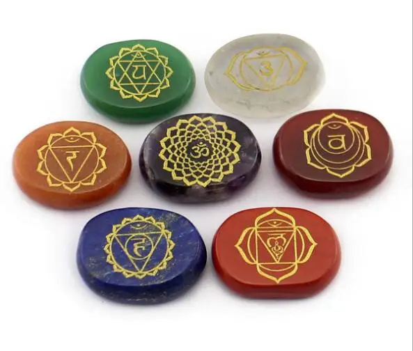Reiki Chakra Healing Stones w/ Chakra Case Set of 7Chakra Stones with Engraved Chakra Symbols 30m
Reiki Chakra Healing Stones w/ Chakra Case Set of 7Chakra Stones with Engraved Chakra Symbols 30m