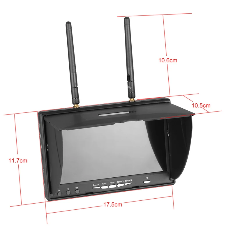 5.8GHz 40 Channels 7 Inch LCD Screen Receiver Monitor With Build-in Battery 5.8G Antenna For FPV Multicopter Drone Quadcopter
5.8GHz 40 Channels 7 Inch LCD Screen Receiver Monitor With Build-in Battery 5.8G Antenna For FPV Multicopter Drone Quadcopter