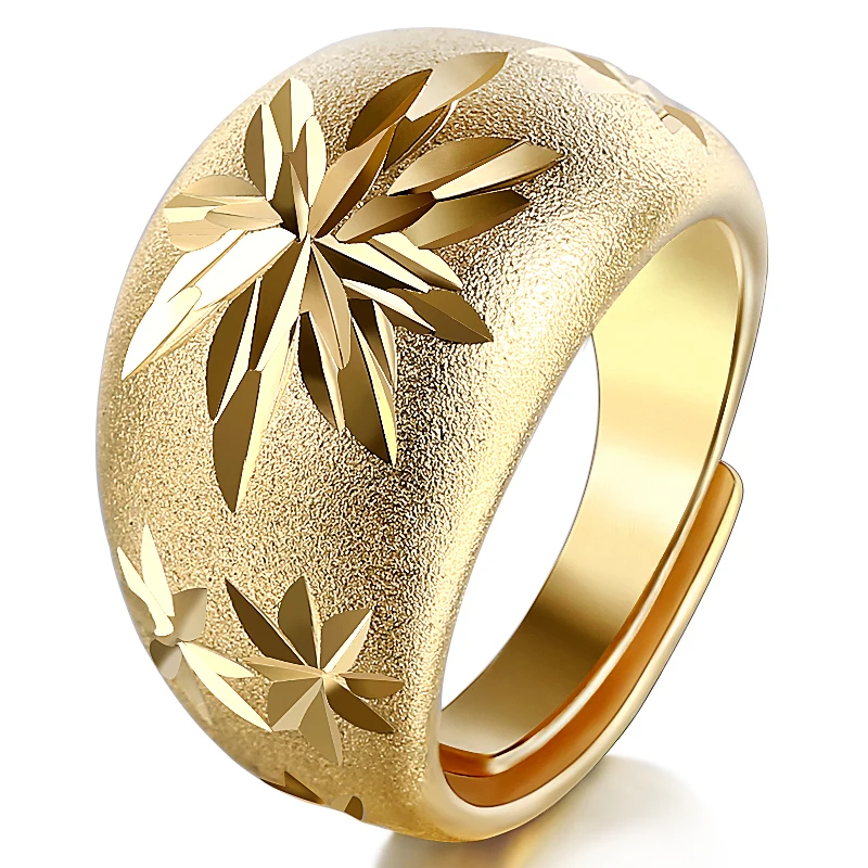 15mm Classic Matte Leaf Wedding Ring Luxury Gold Color Resizeable Finger Jewelry for Men / Women
15mm Classic Matte Leaf Wedding Ring Luxury Gold Color Resizeable Finger Jewelry for Men / Women