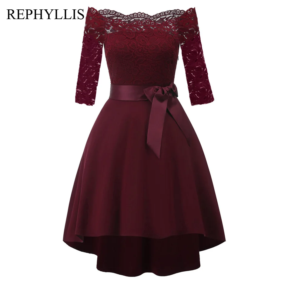 REPHYLLIS Women Lace Sexy Slash Neck 2/3 Sleeve Vintage Knot Wedding Bridesmaid Prom Ceremony Party Celebration Elegant Dress
REPHYLLIS Women Lace Sexy Slash Neck 2/3 Sleeve Vintage Knot Wedding Bridesmaid Prom Ceremony Party Celebration Elegant Dress