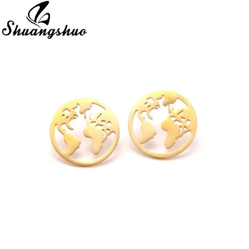 Shuangshuo Handmade Globe Map Stainless Steel Earrings for Women Jewelry Geometric Round Earrings Female Christmas Accessories
Shuangshuo Handmade Globe Map Stainless Steel Earrings for Women Jewelry Geometric Round Earrings Female Christmas Accessories