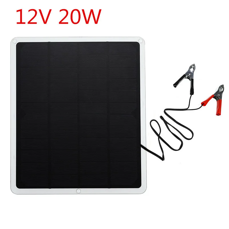 

12V 20W Solar Panel Waterproof USB Monocrystalline Solar Cell Panel with Car Charger for Outdoor Camping Emergency Light