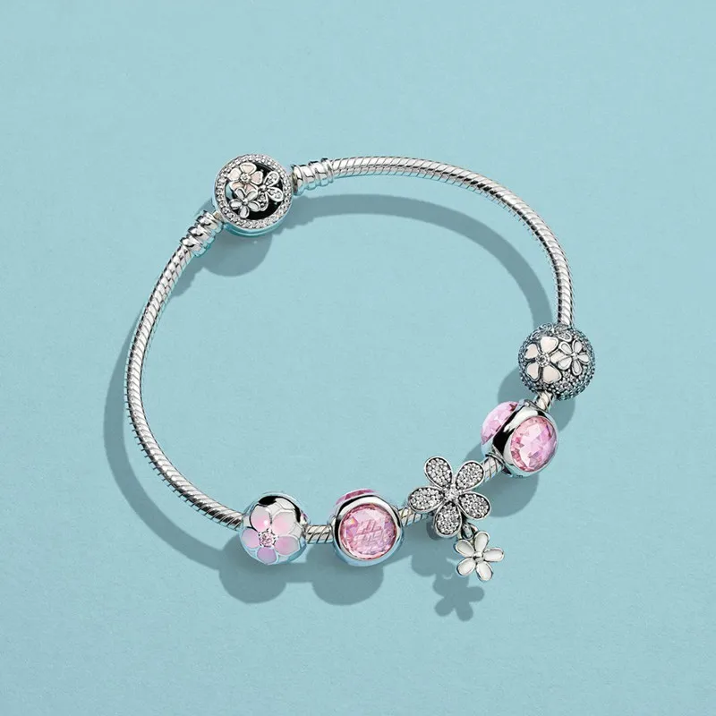 925 Sterling Silver Magnolia Bloom Clip, Pale Cerise Set Bracelet Fit DIY Original Jewelry Woman Friendship Bracelets Bohemian
925 Sterling Silver Magnolia Bloom Clip, Pale Cerise Set Bracelet Fit DIY Original Jewelry Woman Friendship Bracelets Bohemian