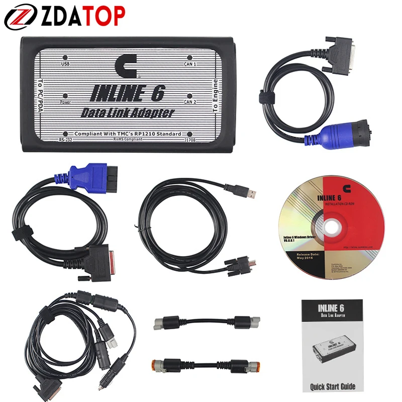 Data Link inline6 Adapter Heavy Duty Diagnostic Tool Scanner Cable inline 6 Scanner Full 8 cable Truck Diagnostic V7.62 USB Connect Supports SAE J1708/J1587 and J1939/CAN data links 9PIN Cable 12Pin Cable ObdII cable
Data Link inline6 Adapter Heavy Duty Diagnostic Tool Scanner Cable inline 6 Scanner Full 8 cable Truck Diagnostic V7.62 USB Connect Supports SAE J1708/J1587 and J1939/CAN data links 9PIN Cable 12Pin Cable ObdII cable