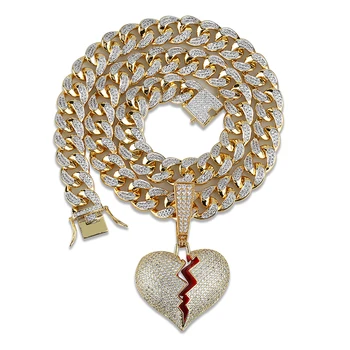 Iced Out Heart Necklace & Pendant With 14mm Width Big Cuban Chain Gold Silver Color Cubic Zircon Men's Women Hip hop Jewelry
Iced Out Heart Necklace & Pendant With 14mm Width Big Cuban Chain Gold Silver Color Cubic Zircon Men's Women Hip hop Jewelry