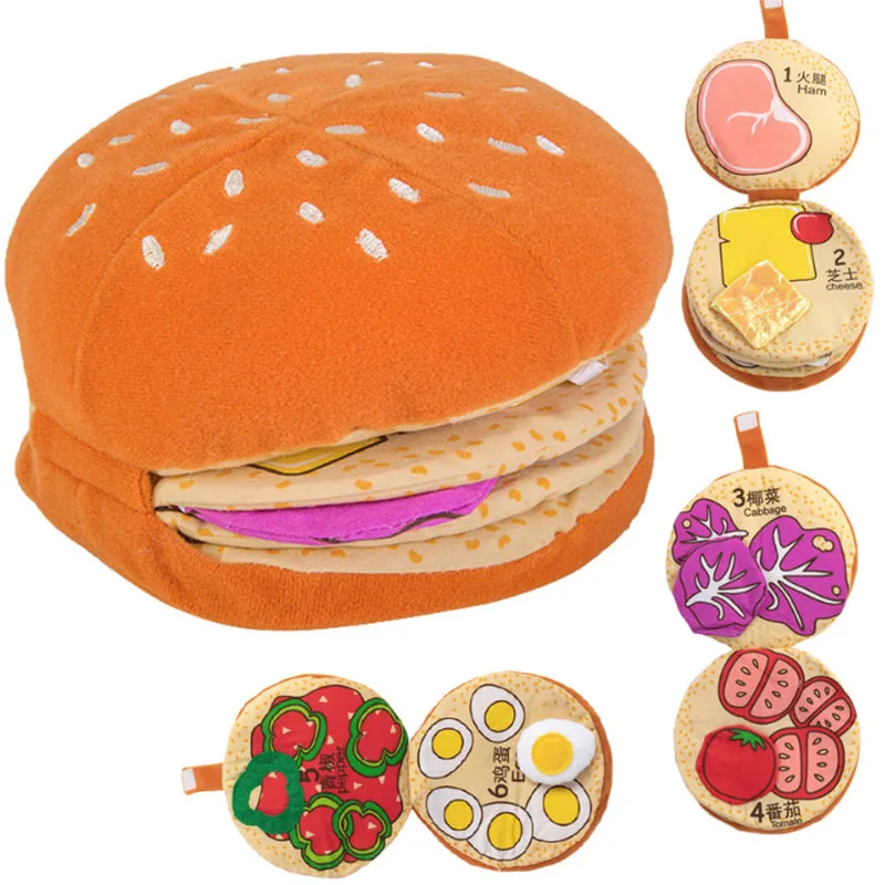 Soft Stuffed Cloth Book Educational Inflatable Plush Hamburger Fabric Learning Book Develop Babies Ability Toy educational gifts
Soft Stuffed Cloth Book Educational Inflatable Plush Hamburger Fabric Learning Book Develop Babies Ability Toy educational gifts