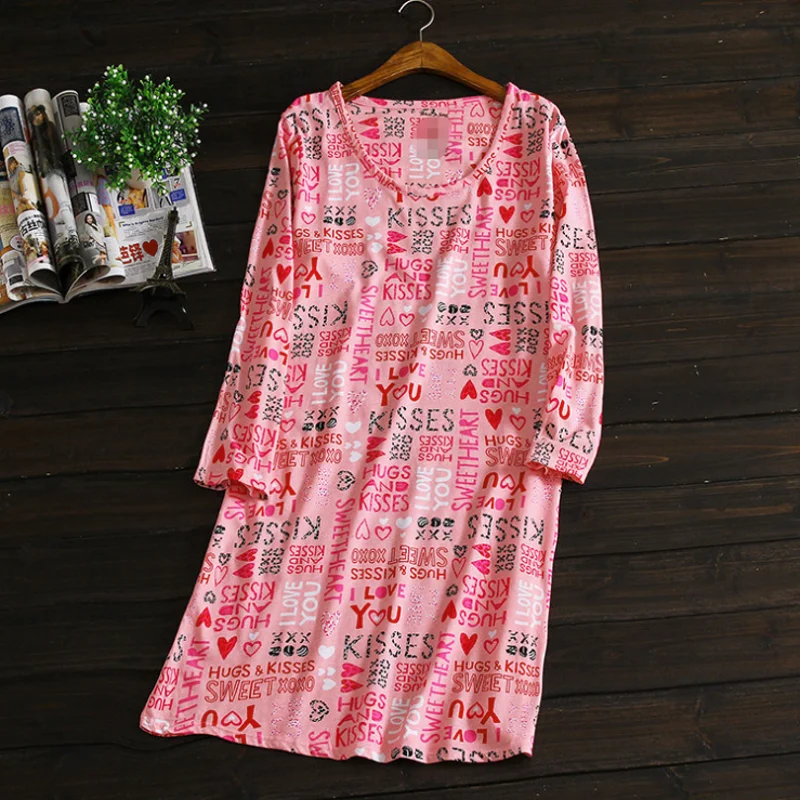 2019 Spring Brand quality Homewear Women Casual Letter Print nightgown Female long sleeve Round Collar sleepwear dress Plus size
2019 Spring Brand quality Homewear Women Casual Letter Print nightgown Female long sleeve Round Collar sleepwear dress Plus size